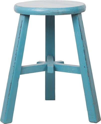 SMALL FURNITURE STOOL ROUND BLUE